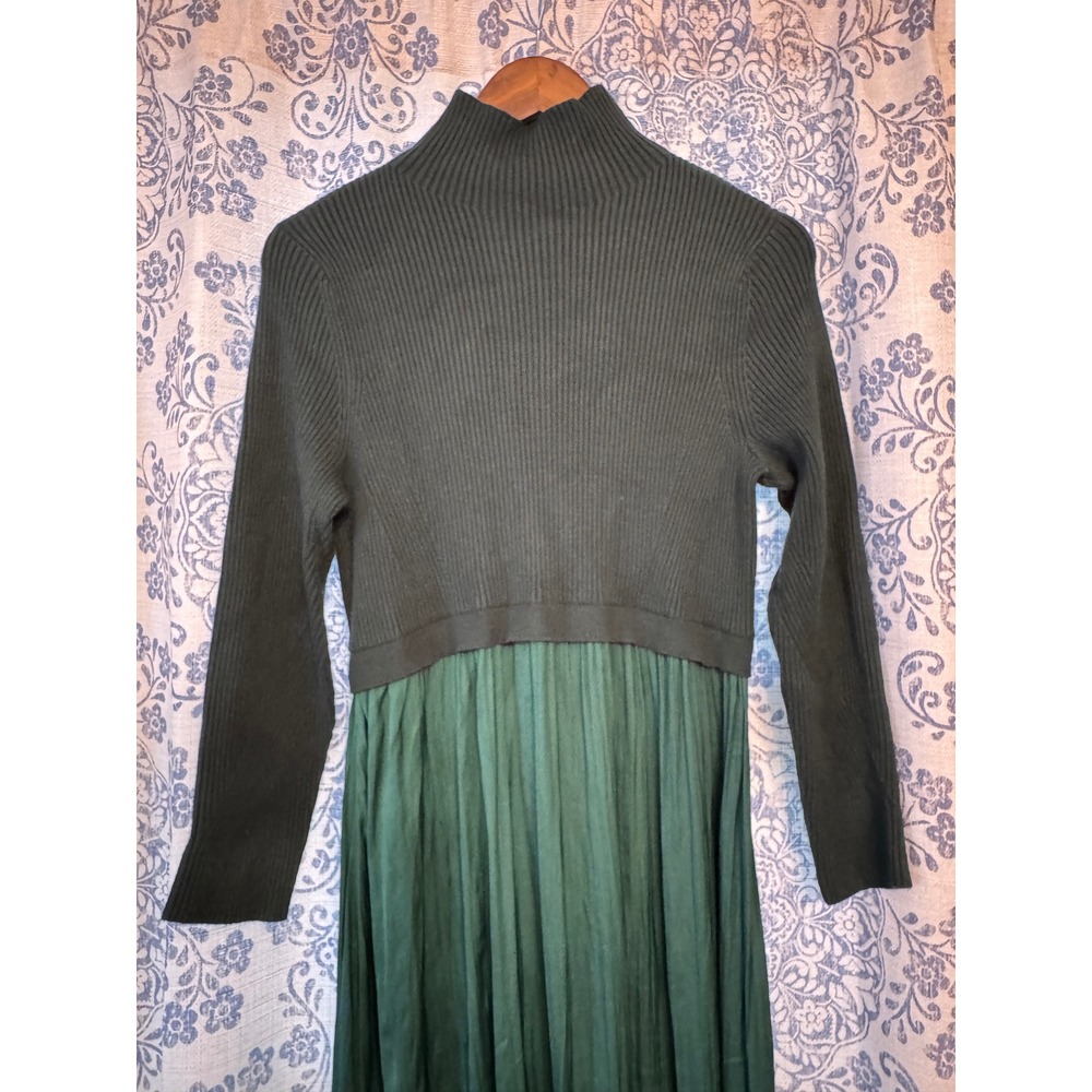 Anthropologie Women's 1X Thea Twofer Sweater Maxi Dress Green Long Sleeve - Picture 5 of 6